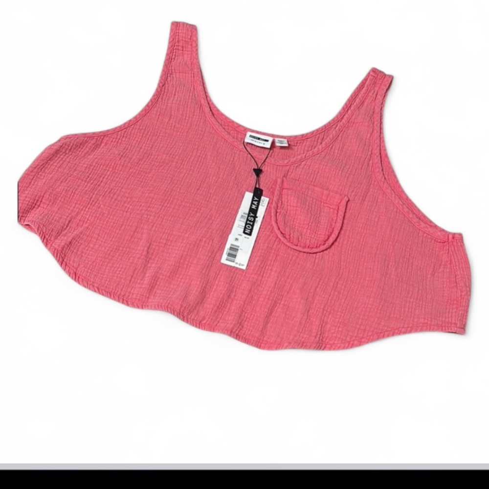 NWT Noisy May Cropped Pink Vintage Wash Tank Size XL Sun Kissed Cora